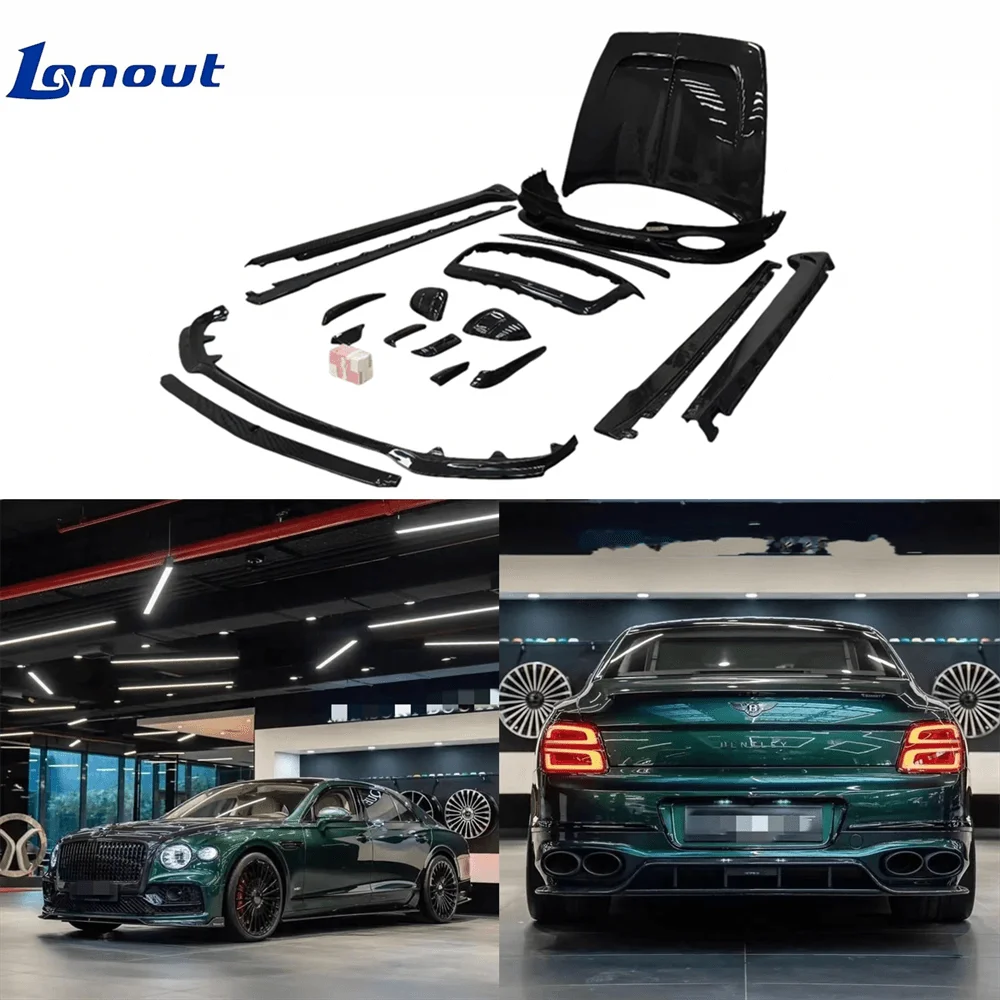 MSY Style Carbon Fiber Front Lip, Side Skirts, Rear Lip, Hood, and Body Kit 2022 for Bentley Flying Spur Car Accessories
