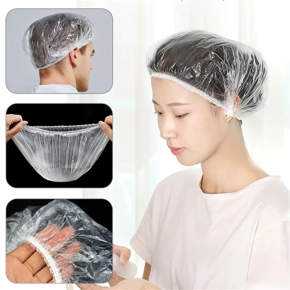 100 Pcs / Bag Hotel and guesthouse disposable shower cap batch white transparent waterproof and dustproof hair cap