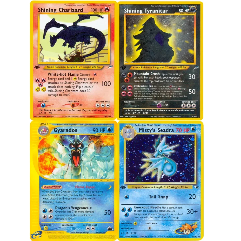 Tarjeta de Pokémon, tarjeta brillante, serie de gimnasio, Houndoom Jolteon Umbreon Gyarados Snorlax Steelix Piloswine, regalo, juguetes para niños,