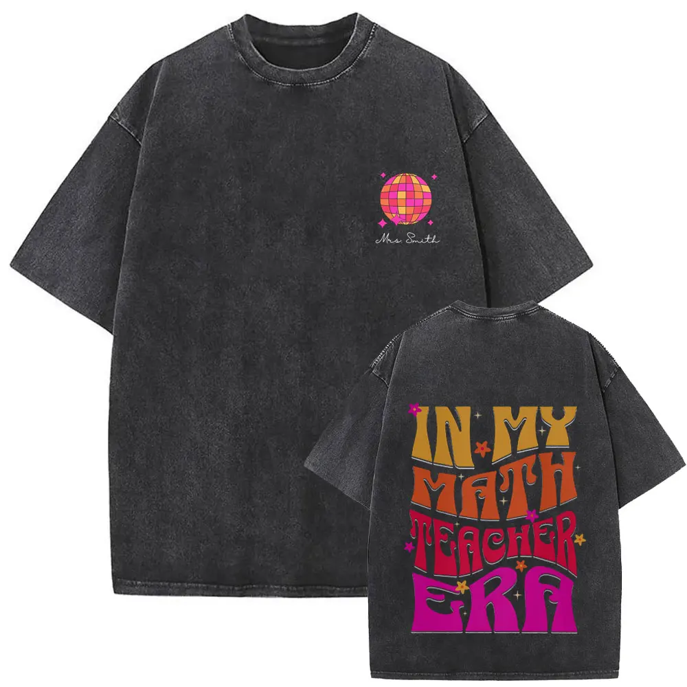 

Washed Vintage in My Math Teacher Era Graphic T Shirts Summer Men Women Fashion Casual Oversized T-shirt Unisex Gym Fitness Tops