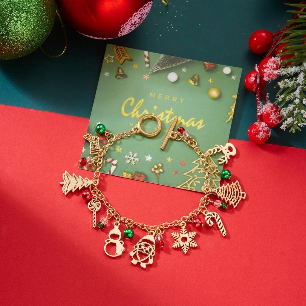 Adjustable Bracelet Handmade Santa Claus Bracelet Christmas Jewelry Holiday Snowflake Bracelet For Personal Wearing Women