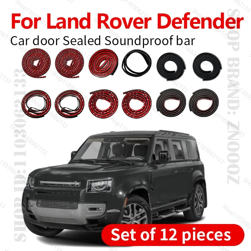 Car Door Strip Rubber Double Layer Sealing Protector Soundproof Dustproof Seal Strip 12PCS For 2019-2025 Land Rover Defender