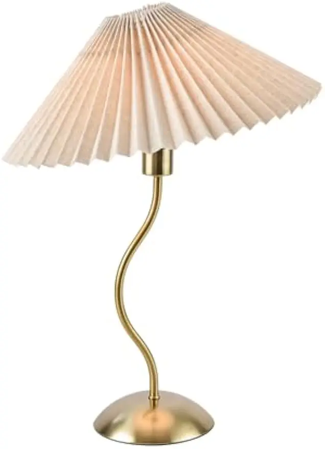 

Small Pleated Table Lamp, Bedside Nightstand Lamp with Beige Lampshade, Morden Mini Lamp for Bedroom Home Office Decor