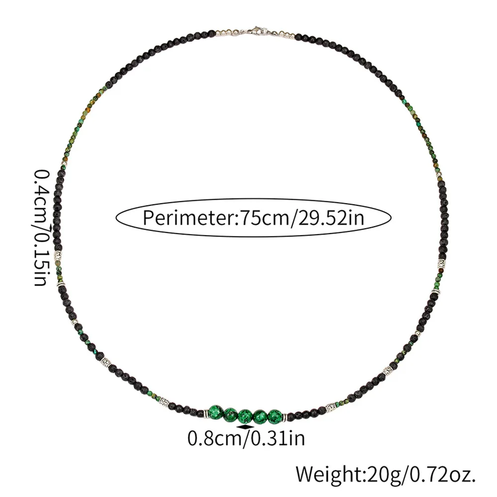 1 قطعة بوهيميا خمر الأسود Lave حجر طويل مطرز قلادة للرجال القبلية العرقية أفريقيا حجر قلادة رجل مجوهرات #6