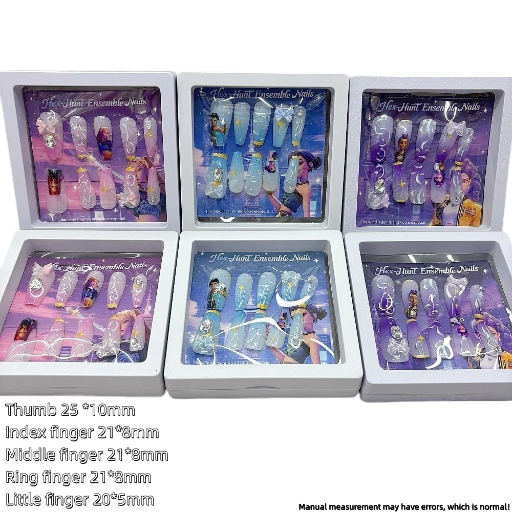 Anime Gilrs Lumi Mila Zoi Hunters Theme Press On Nails Cute False Nails Medium Long Coffin Gradient Nail Tips For Kids Fans Gift view 6