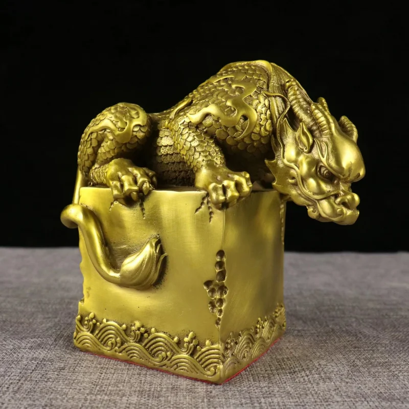 Brass , new coiled , mountain and sea mythical beast, dragon turtle, decoration, aquarium landscaping, home deco
