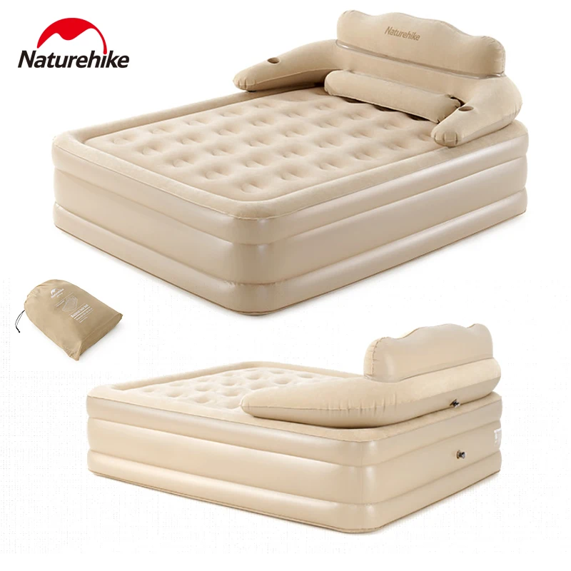 Naturehike Inflatable Air Sofa Double Bed Sleeping Mattress Backrest Cushion Mat Pad Outdoor Camping Portable With Inbuilt Pump