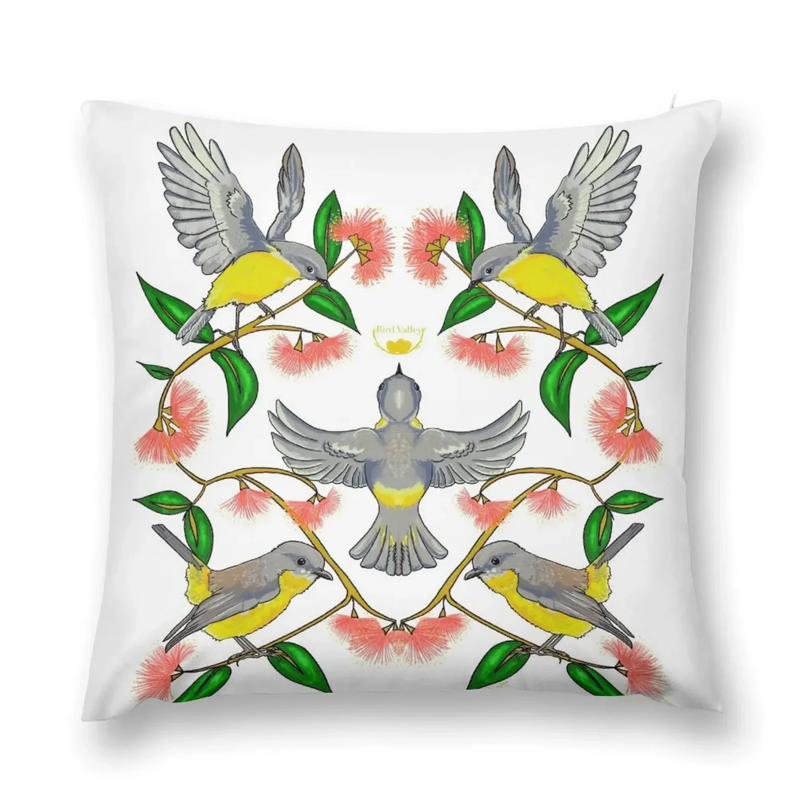 Yellow robins in the Lilly pilly Throw Pillow Luxury Pillow Case Cushions bed pillows Rectangular Cushion Cover pillow