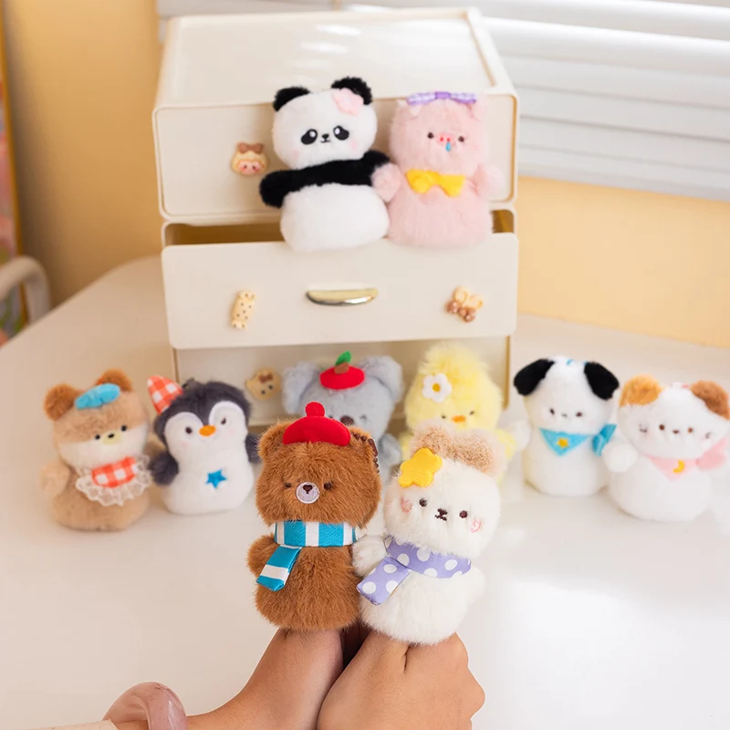 8cm Cute Interactive Finger Puppet Plush Pendant Keychain Otter Penguin Rabbit Bear Chick Koala Pig Panda Doll Storytelling Toy