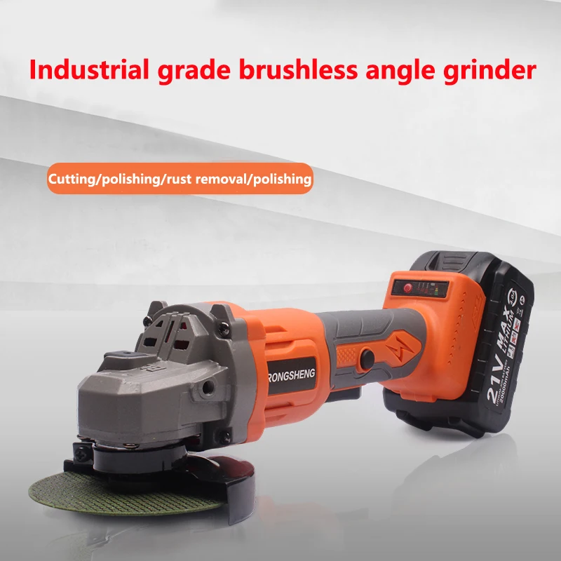 Cordless Angle Grinder Battery Powered Rechargeable Electric 3 Speed Diy Cutter 125MM 18V Wireless Grinding Machine No Battery