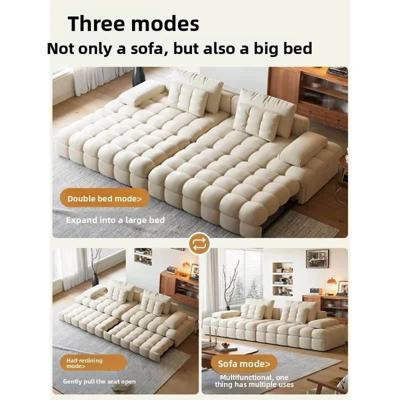 Straight row functional sofa bed, foldable retractable sofa bed integrated dual-purpose