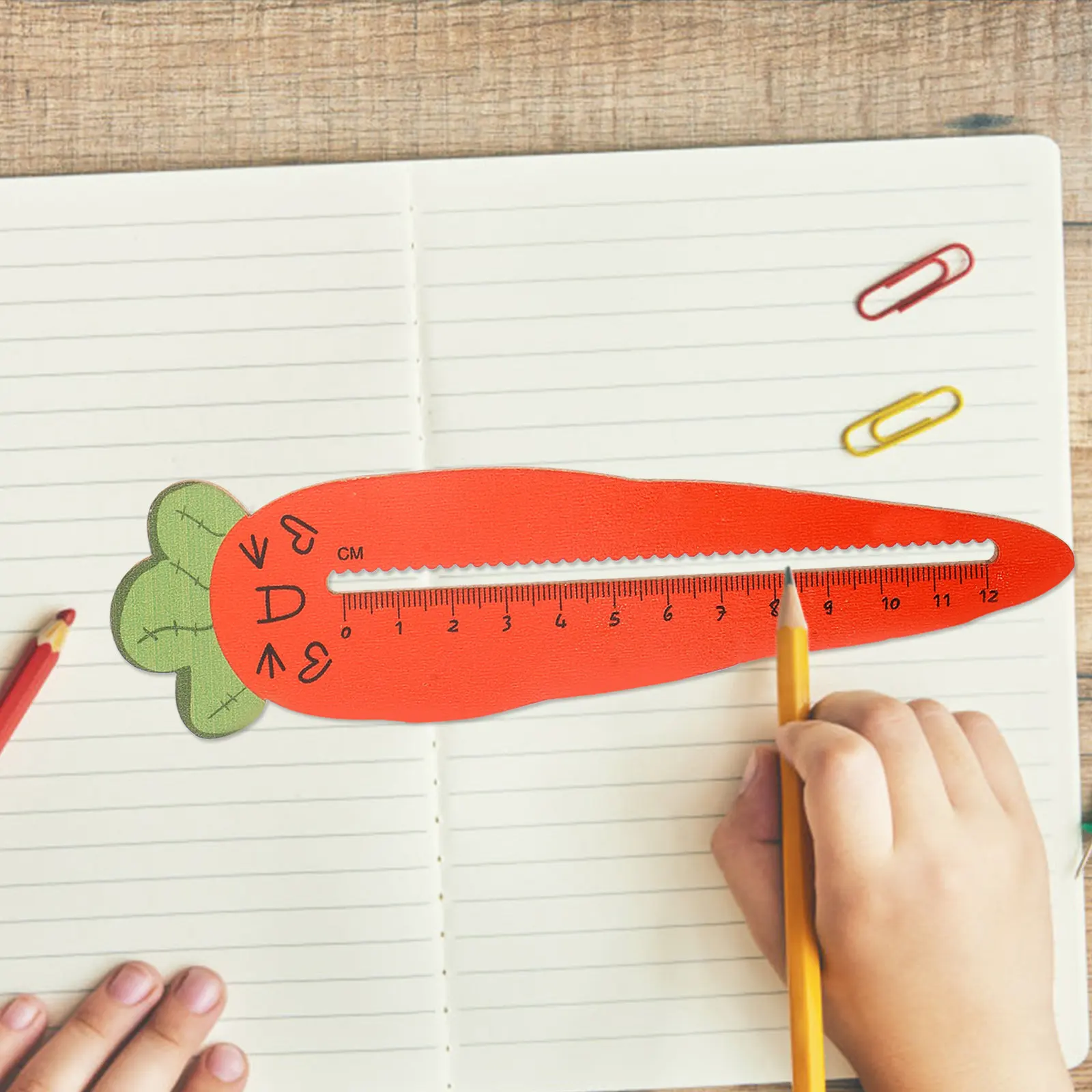3Pcs Carrot Shape Wooden Rulers Cartoon School Ruler Set Small Rulers for Drawing Ruler Study Use School Stationery