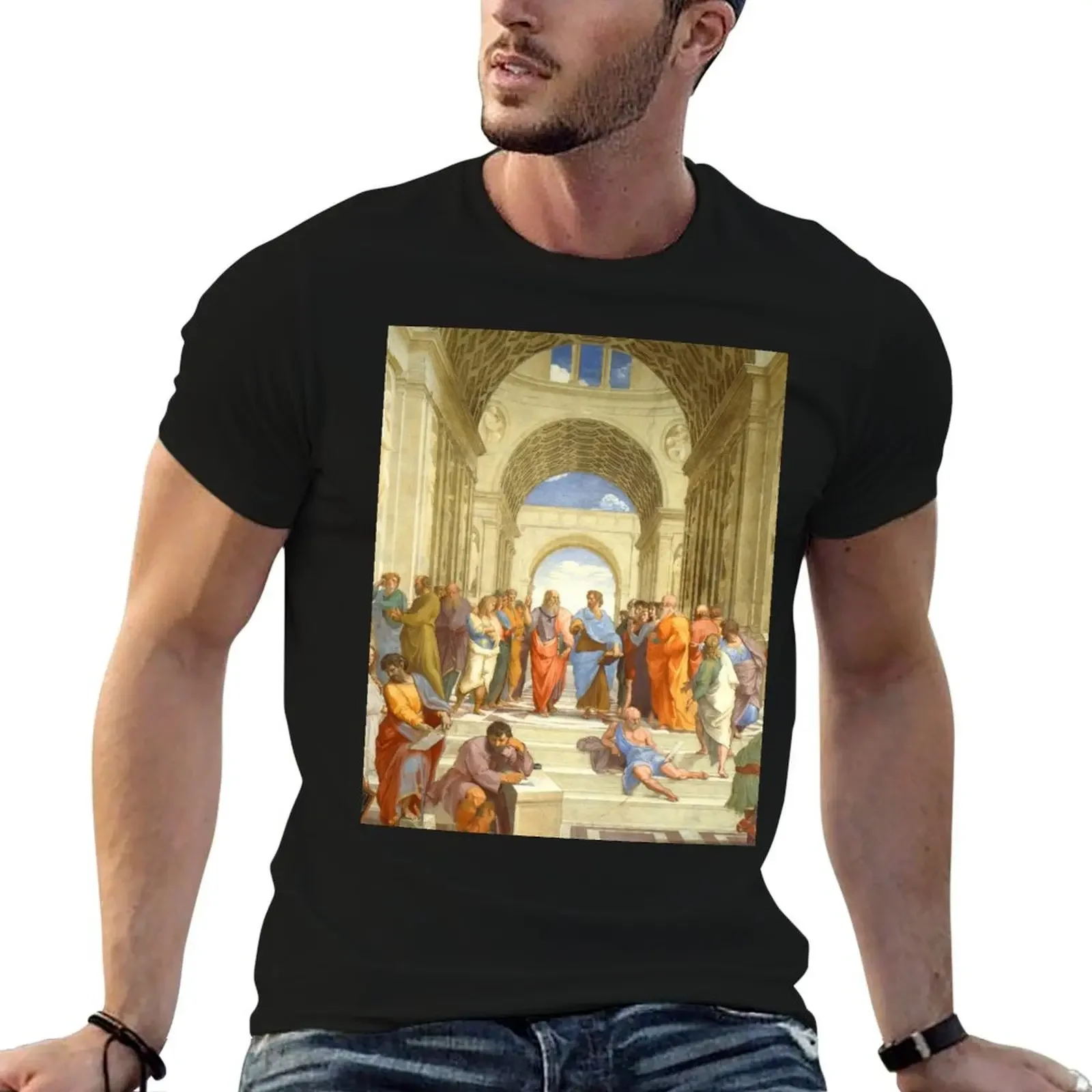 Raffaello Sanzio da Urbino The School of Athens, 1509-1510 T-Shirt plus size tops graphic tee shirt T-shirts for men cotton