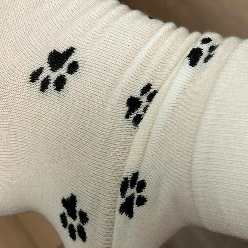 6/10 Paar Damen-Rundhalssocken mit Hundeklaue-Motiv, niedliches Cartoon-Muster, bequem, schweißabsorbierend, atmungsaktiv, lässige Socken – Detail 7