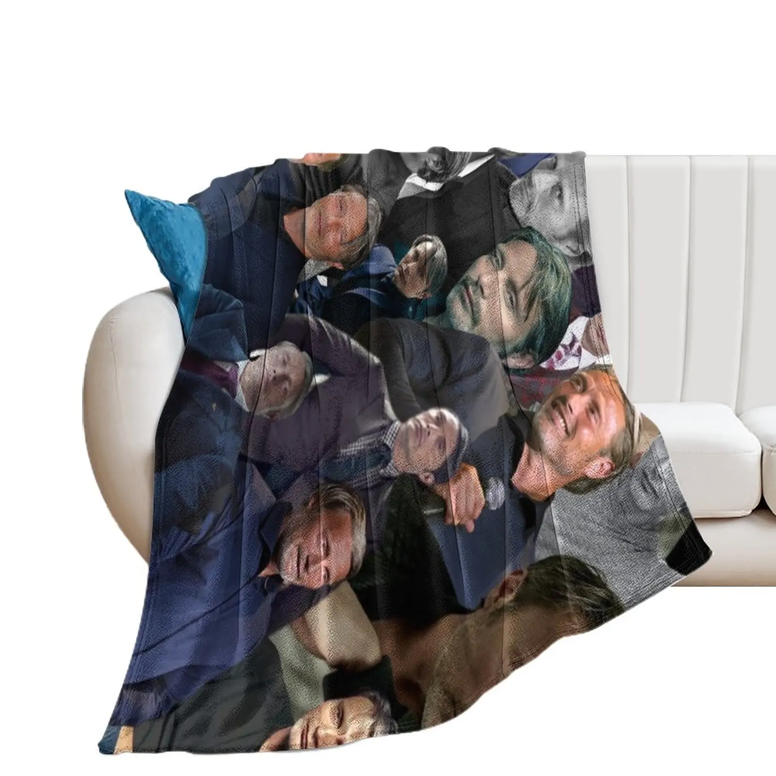 

mads mikkelsen photo collage Throw Blanket Soft Sofa Quilt Heavy Blankets