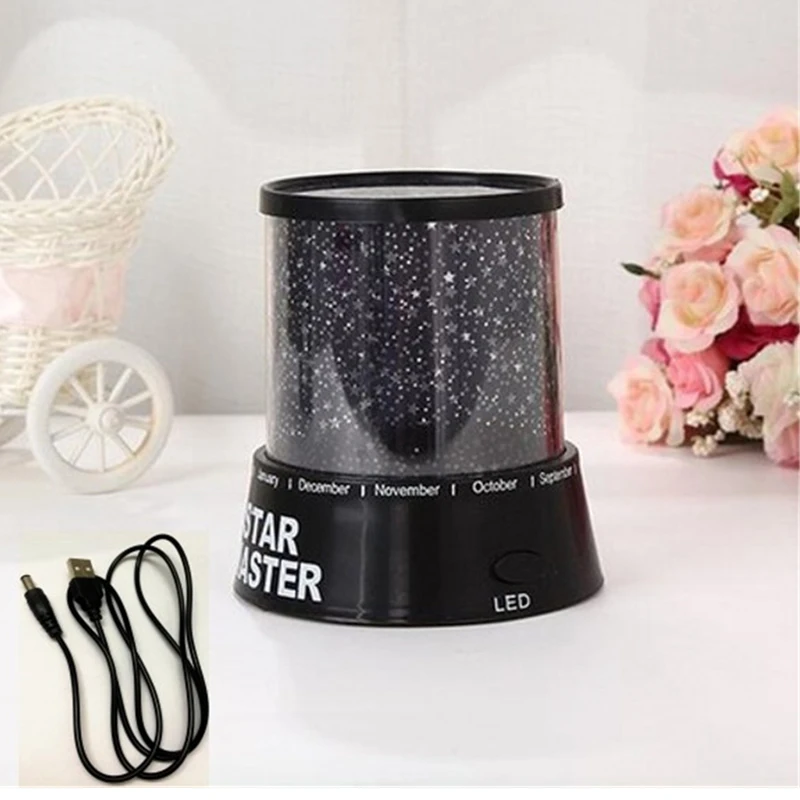 Romantic Rotating Star Moon Sky Rotation Night Projector Novelty Starry Star USB Night Light Lamp Projection For Kids Bed Lamp