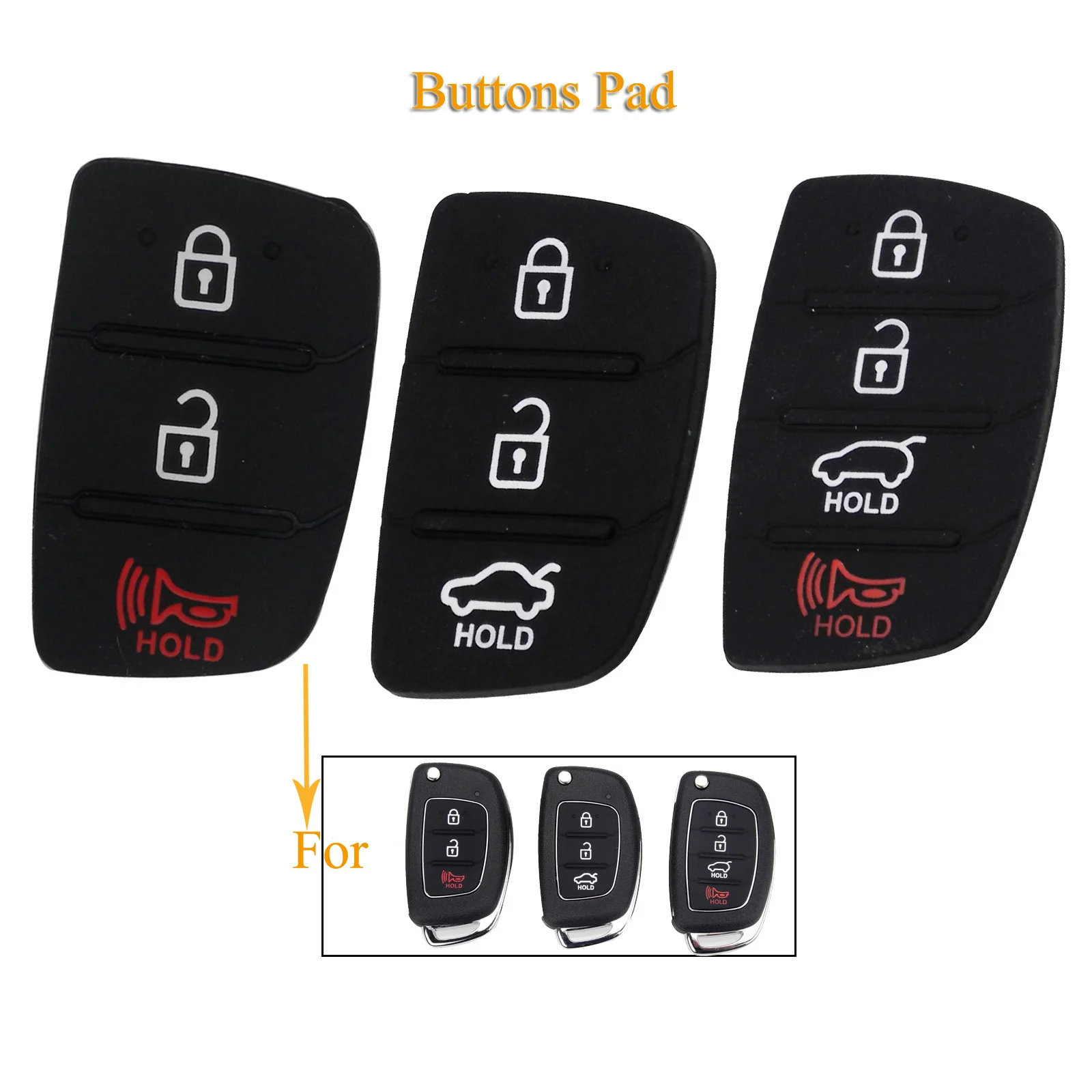 jingyuqin  3/4 Buttons Silicone Car Key Cover Case Rubber Padbutton For Hyundai I30 i35 iX20 Solaris Verna