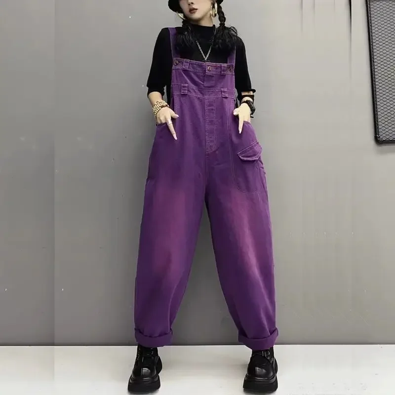 

Новинка весны и осени 202, женский ковбойский комбинезон, свободные комбинезоны для работы с высокой талией