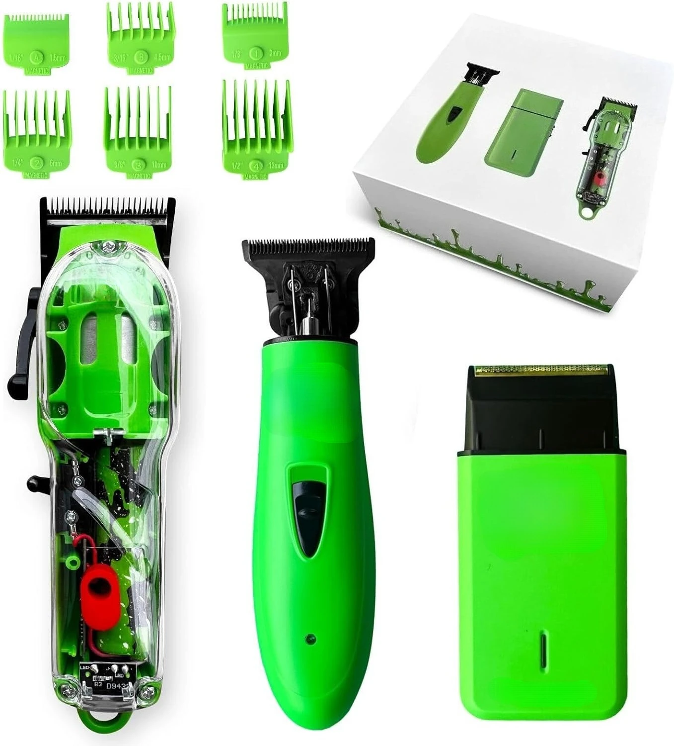 Set tagliacapelli e rasatura da uomo con custodia verde opaca e lame X-Gradient