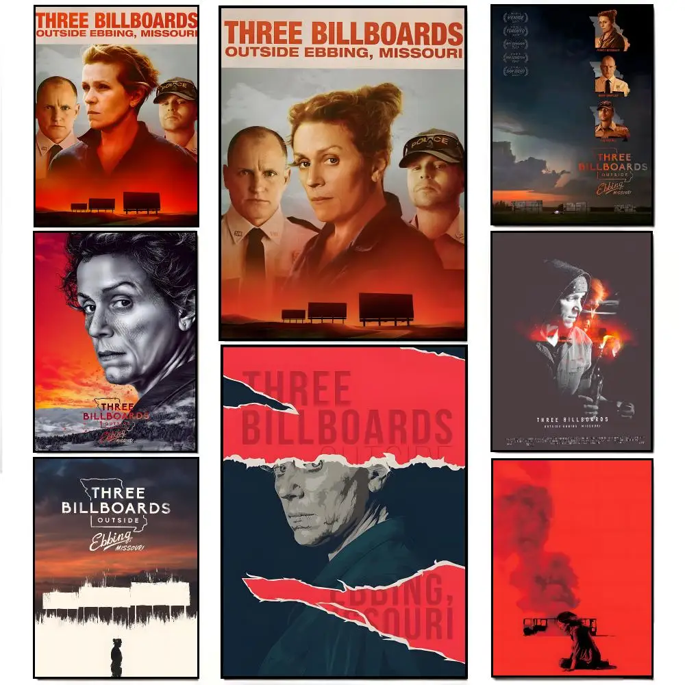 Drama Film T-Three Billboards Outside Ebbing Missouri Poster Frameless Wall Art Print, Peel-and-Stick Removable