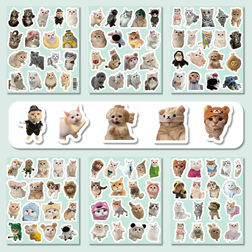 6 Sheets of 100 Popular Realistic Puppy and Kitten Stickers, Cute Dog Emojis, Avatar Stickers, Decorative for Phone Cases