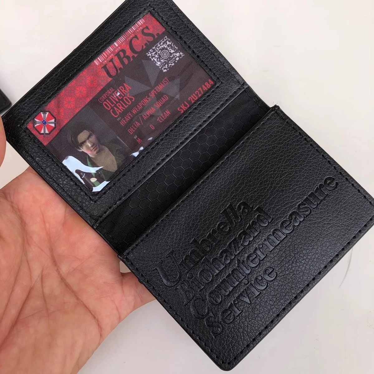 Black Faux Leather Wallet with ID Card - UBCS Carlos Oliveira Cosplay