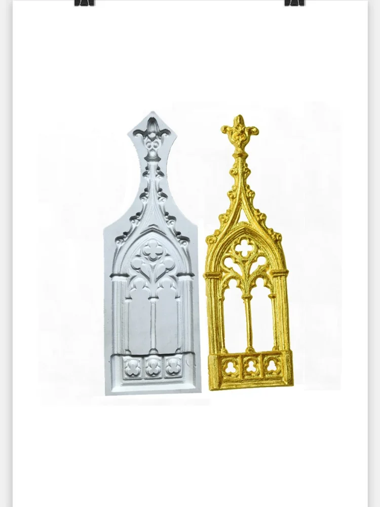 European Church Door Window Silicone Cake Decorating Tools Confeitaria Moldes Fondant Chocolate Soap Mold dh2792