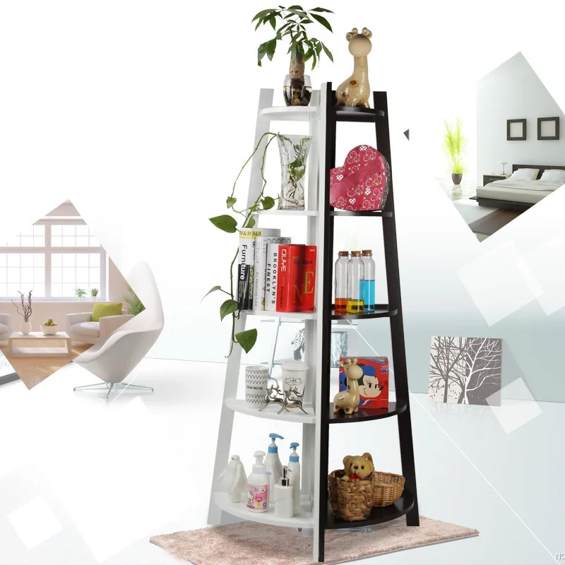 Formwell-Modern Corner Shelf, 5 Tier Ladder, Free Standing Storage Shelf