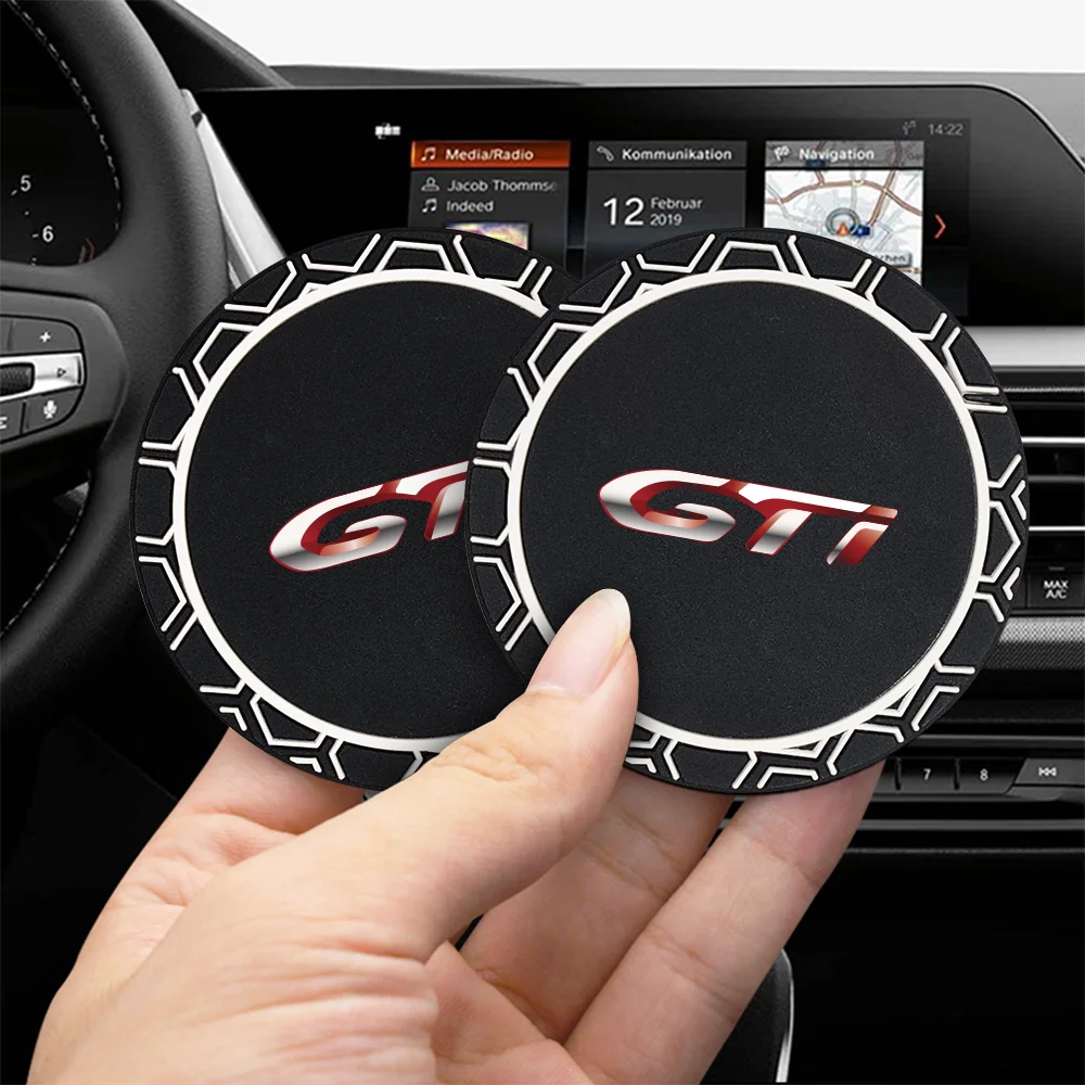 2PCS for Peugeot GTI 206 307 308 3008 207 208 107 Car Non-slip Water Holder Mat Auto Interior Anti-skid Cup Holders Accessories