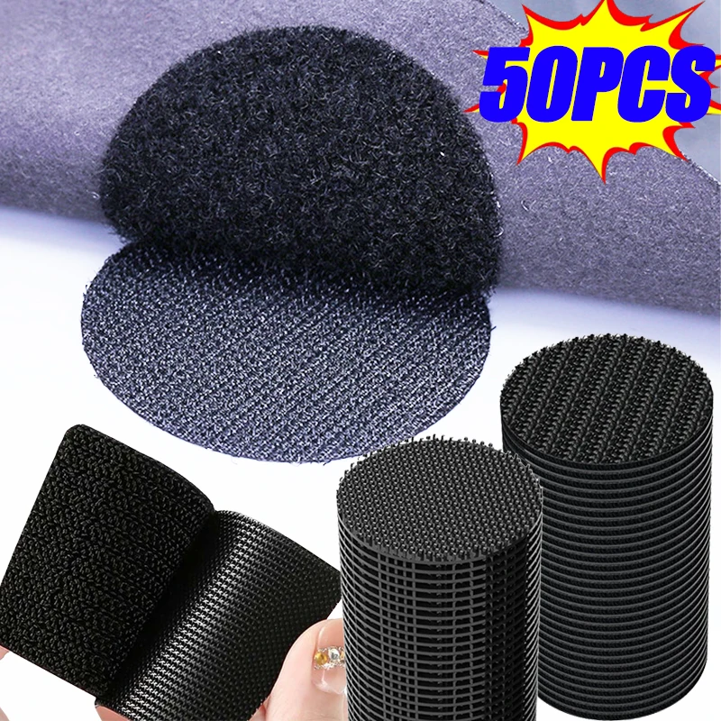 

50/1Pcs Carpet Mat Fixing Stickers Self-Adhesive Hook And Loop Fastener Car Floor Mats Fixed Patches Multipurpose Non-slip Tapes