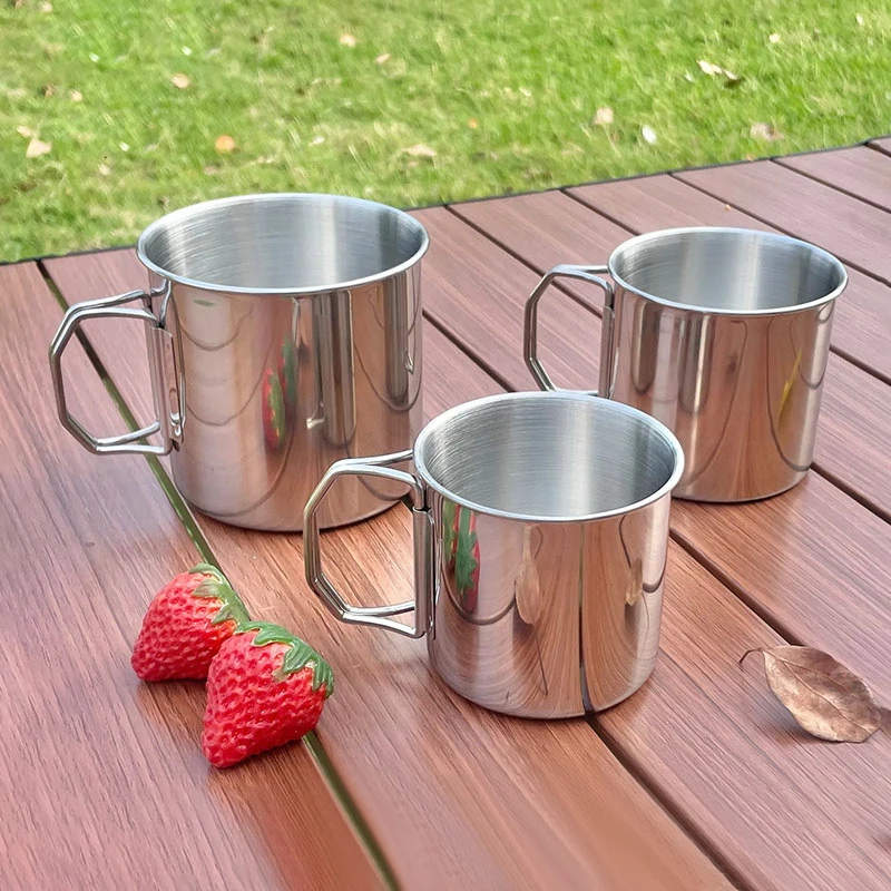 Camping Mug Stainless Steel Coffee Cup Tourist Tableware Picnic Utensils Outdoor Kitchen Equipment Cooking Set Cookware Hiking