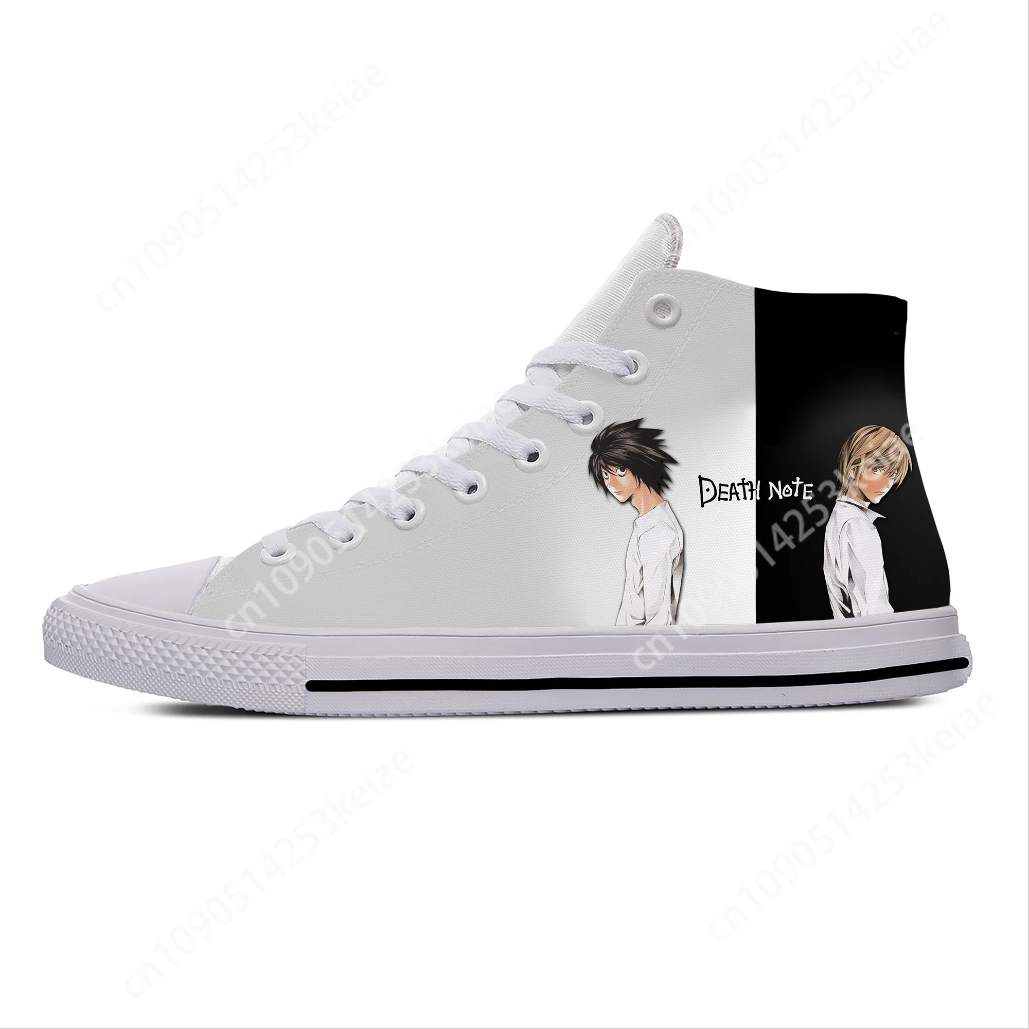 Anime Cartoon Death Note L Lawliet Yagami Scarpe di stoffa casual leggere Sneakers alte leggere e traspiranti con stampa 3D per uomo e donna