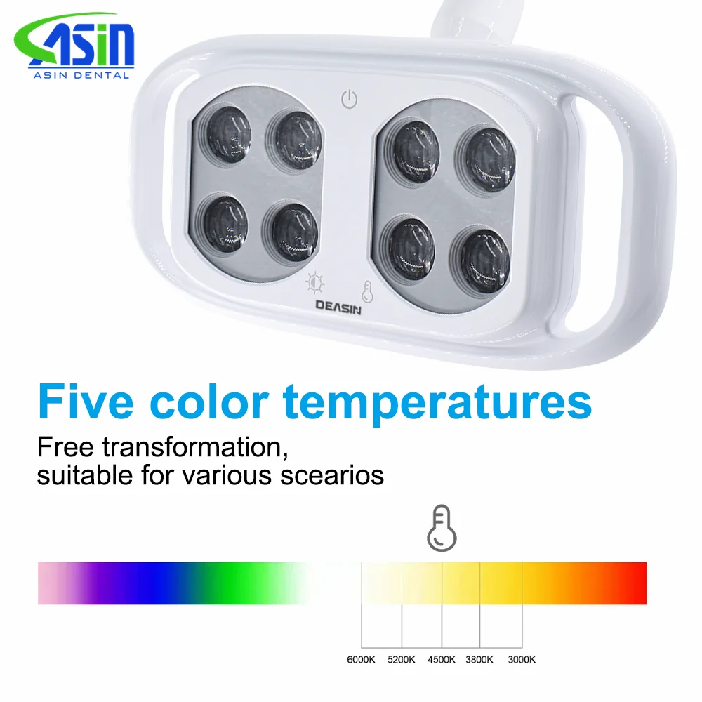 New Design 8 Bulbs Dental LED Surgical Light Lamp For Chair Manual Induction Light Bicolor Adjustable Brightness Lamp