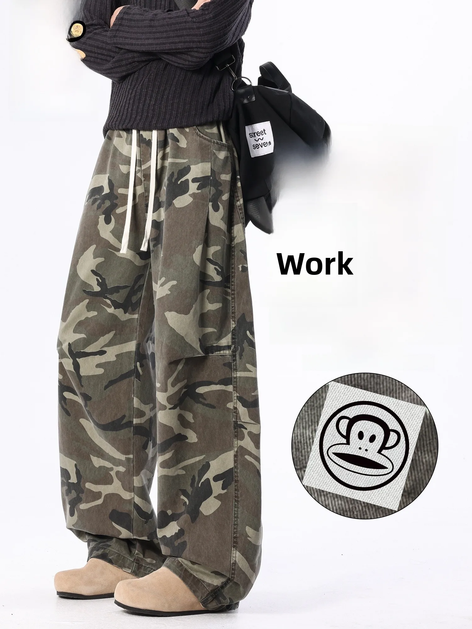 

Мужские повседневные брюки Paul Frank American Style свободного кроя с камуфляжным принтом, прямые, хлопковые, весенние, модные, в стиле Dumbbell Pants