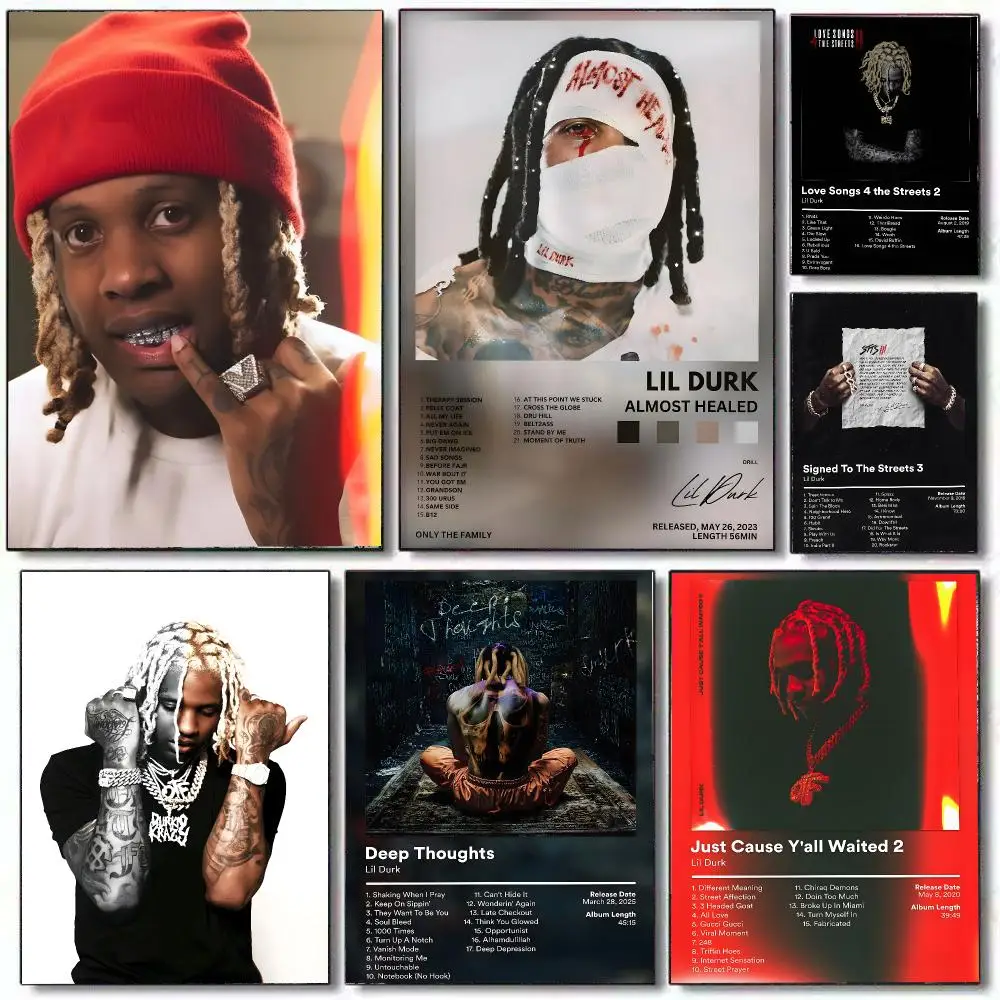 Rapper Singer L-lil Durk Poster HD Home Decor Sticky Wall Waterproof Home Living Room Bar Aesthetic Decor
