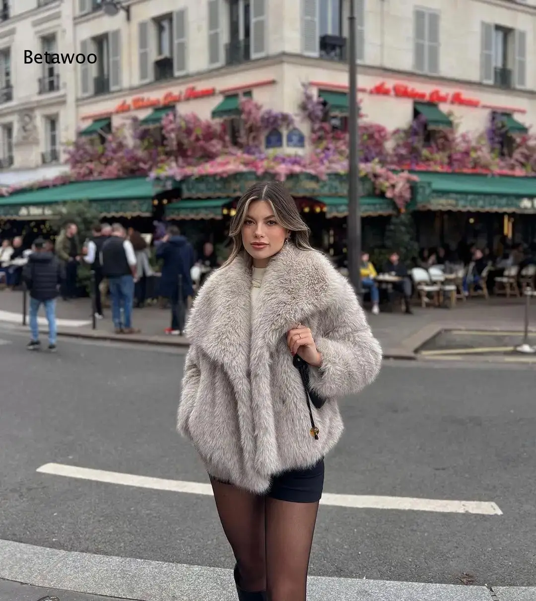 Winter Faux Fur Coat Mink Fur Large Large Thick Warm Luxury Short Outerwear for Women