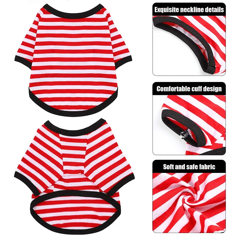 Stripe Dog T-shirt for Small Medium Dogs Cats Puppy Short Sleeve Cotton Shirt Pet Dog Summer Clothes French Bulldog Terrier