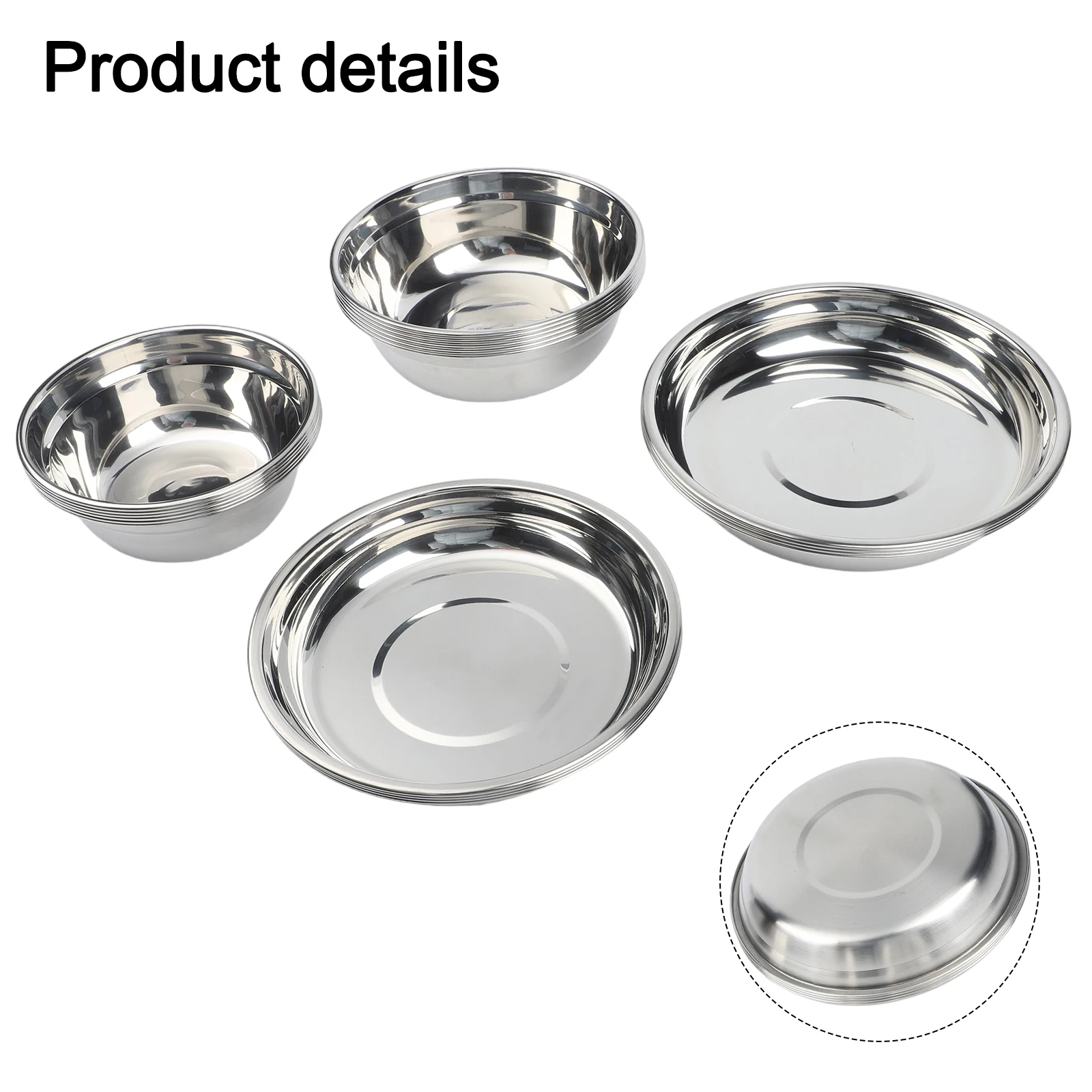 304 Stainless Steel 20-Piece Outdoor Dining Set for Camping Picnic Barbecue Lightweight Stackable Bowls Plates Compact Towel Bag