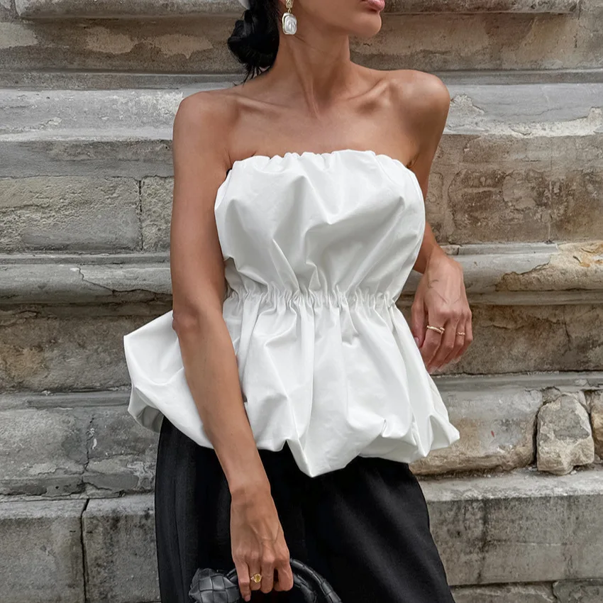 European and American Fashion Sexy Tube Top, Personality Temperament Waist Balloon Top 2026 Summer New