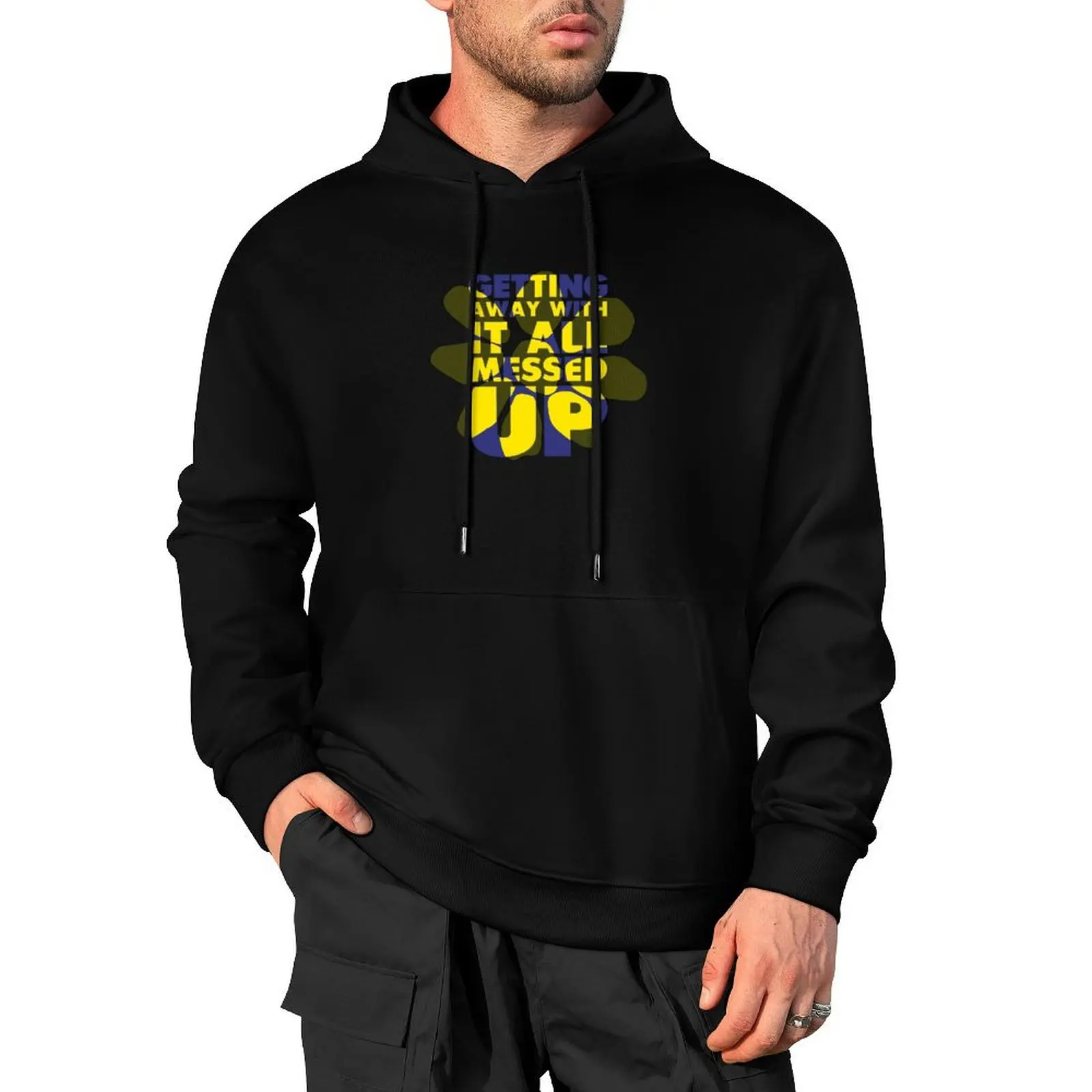 Getting away with it - Blue Yellow Pullover Hoodie autumn jacket men anime clothing mens clothes autumn clothes mens hoodies