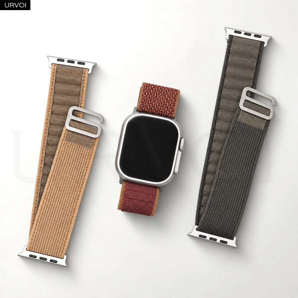 URVOI Band for Apple Watch Ultra 4 3 Alpine Loop Series 12 11 10 SE Black G-Hook Closure Woven Strap Polyester Watch Accessories