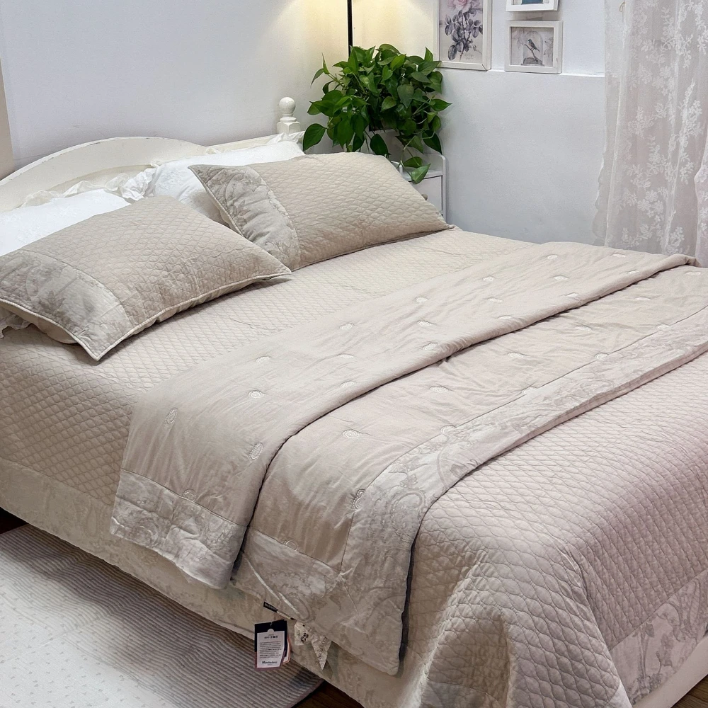 Vintage Paisley Quilted Bedspread Set 4pcs - Luxury Quality Jacquard Bedding Set , Soft Washed Cotton Quilts with 2 Pillowcase