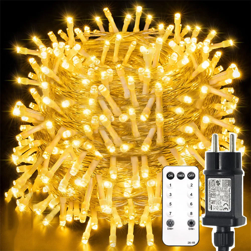 

Led Christmas Light With Remote Outdoor String Light 8 Modes Xmas Tree Garland Waterproof Fairy Light For Party Holiday Decor