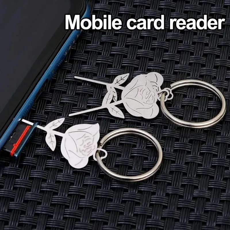 2/1Pcs Stainless Steel Needle Silver Rose Shape for Smartphone Sim Card Tray Removal Eject Pin Key Tool Universal Thimble