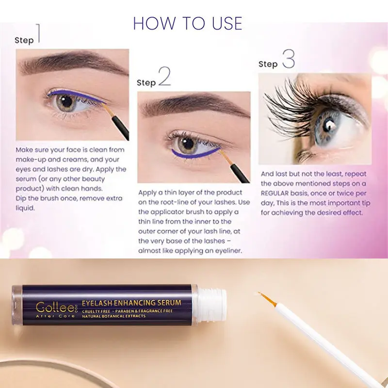 Gollee Lash Serum wzrostu z przedłużeniami Natural Lash Serum do wzrostu rzęs grubszy wzmacniacz Lash odżywczy esencja rzęs