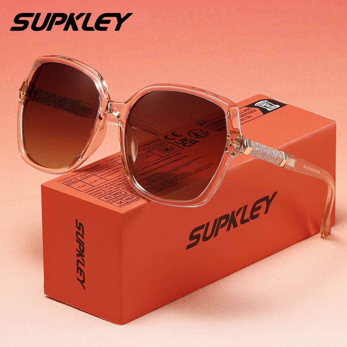 

SUPKLEY, 1 шт., поляризационные солнцезащитные очки в большой оправе с геометрическим рисунком, унисекс, Tac Lens UV400, солнцезащитные очки для рыбалки, уменьшающие блики