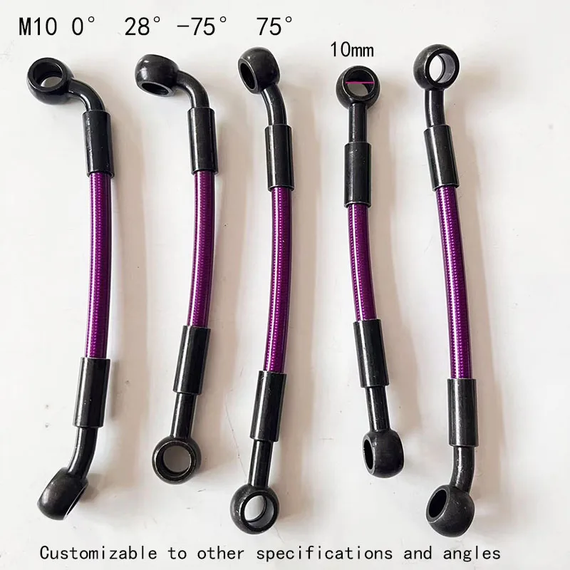 

Universal Purple Motorcycle Hydraulic Brake hose 10mm Banjo 0° 28° 90° twist 90° AN3 Steel Wire Braided Brake Clutch Oil Hose