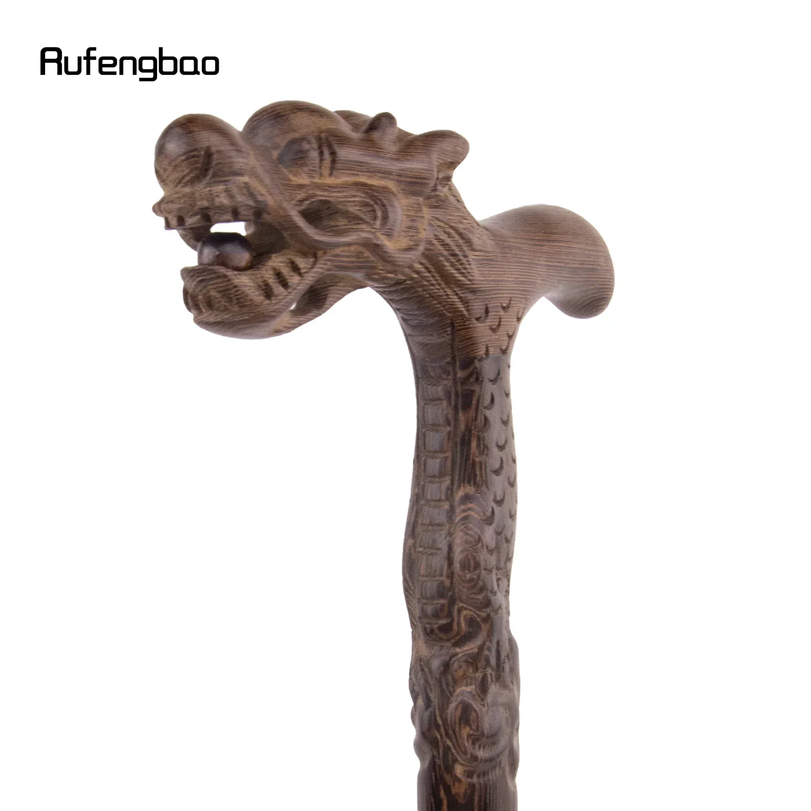 Brauner Drachenbissball aus Holz, Einzelgelenk, modischer Gehstock, dekorativer Spazierstock, Streitkolben, Krücke, Zauberstab, Crosier, 94 cm