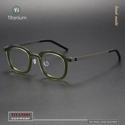 Nordic Minimalist Style Screwless Design acetate and titanium Combination Frame Optical eyeglasses Strip titanium 1050