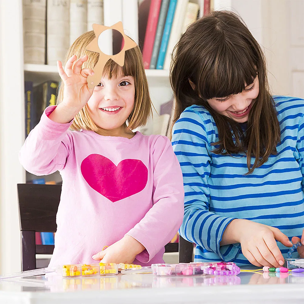 12Pcs Kids Unpainted Wooden Mirrors DIY Handheld Mirrors Blank Mirror Set for Painting Craft Educational Hand Mirror